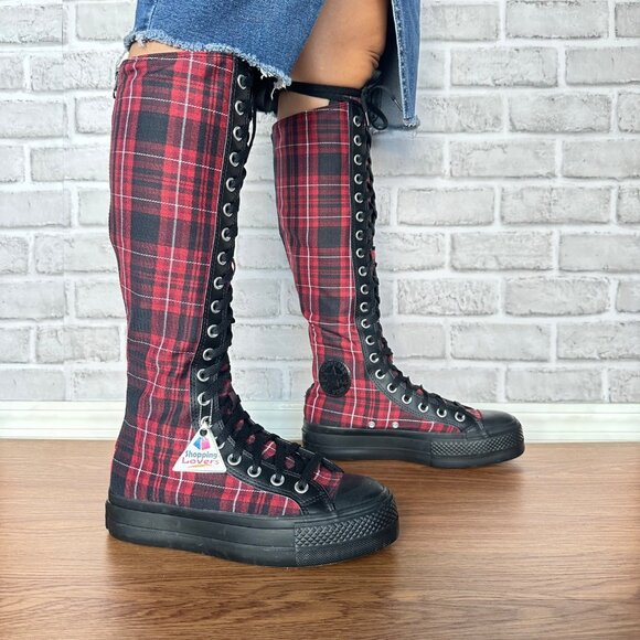 ❤️Converse Chuck Taylor Lift XXHi Platform Plaid 6.5 Women's Boots Black A17685C - Picture 7 of 9
